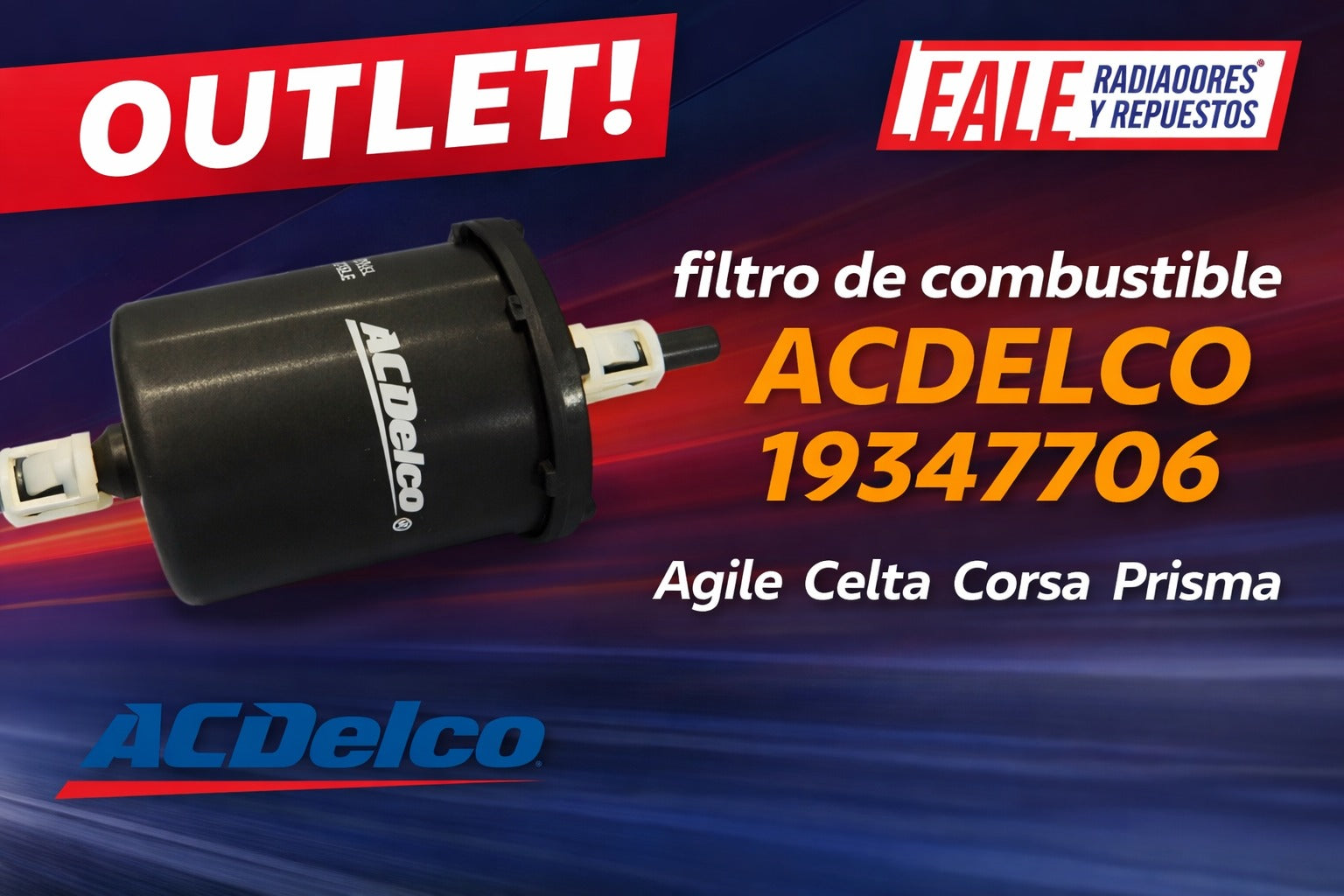 OUTLET! filtro de combustible Acdelco 19347706 Agile Celta Corsa Prisma