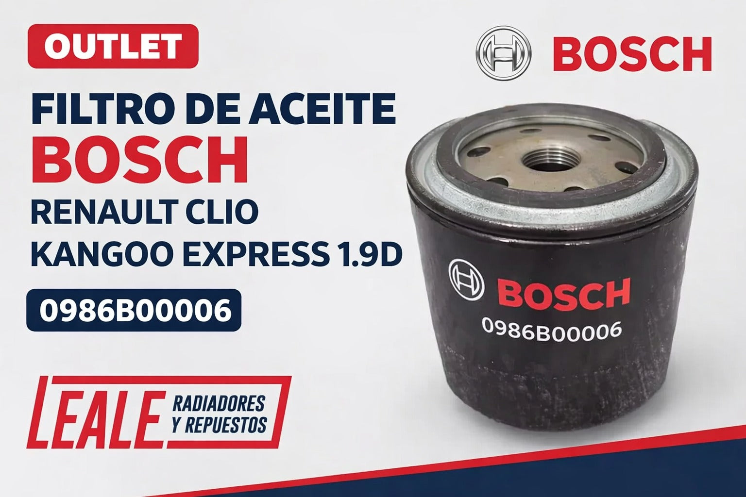 OUTLET! FILTRO DE ACEITE BOSCH 0986B00006 RENAULT CLIO KANGOO EXPRESS 1.9D