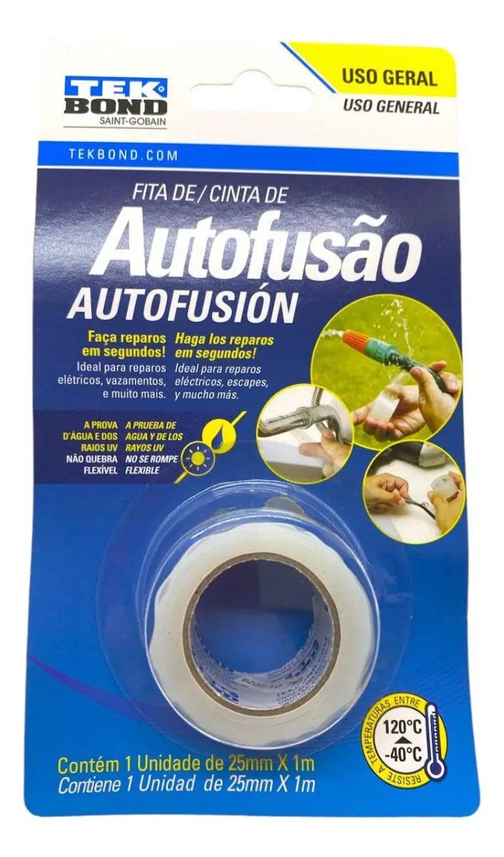 Cinta Tekbond Autofusión transparente 25mm x 1m