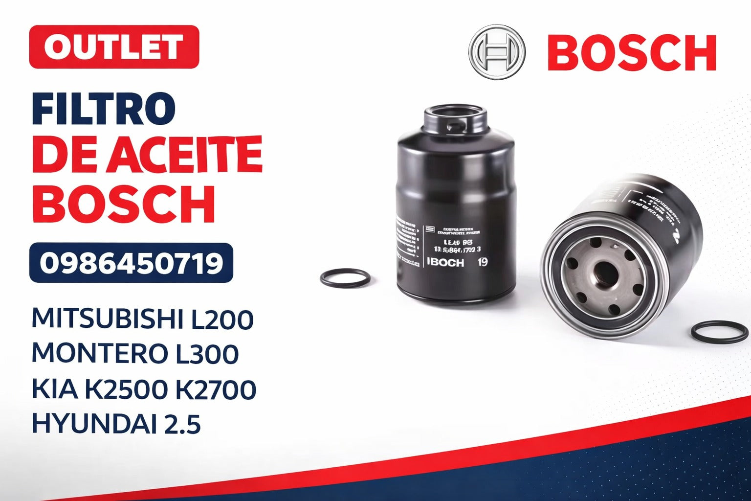 OUTLET FILTRO DE GASOIL BOSCH 0986450719 MITSUBISHI L200 MONTERO L300 KIA K2500 K2700 HYUNDAI 2.5
