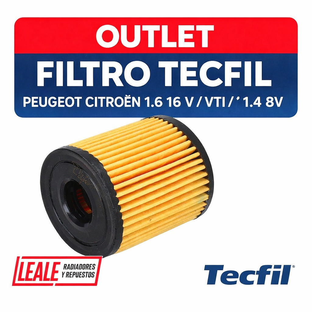 OUTLET! Filtro de aceite Tecfil Peugeot / Citroen 1.6 16V / VTI / THP / 1.4 8v