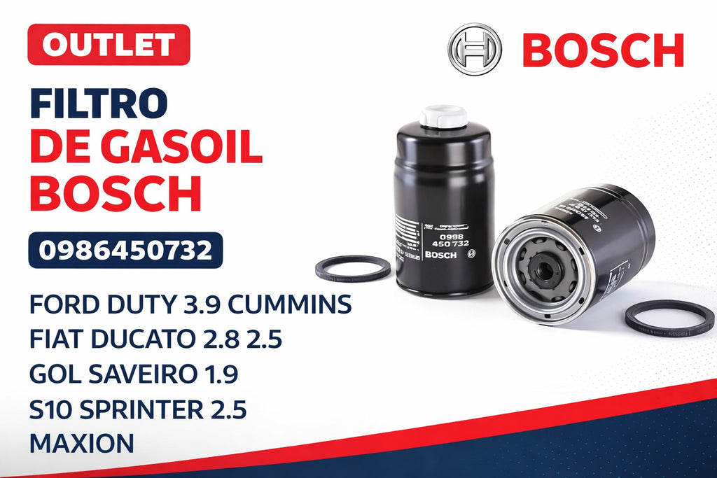 OUTLET FILTRO DE GASOIL BOSCH 0986450732 FORD DUTY 3.9 CUMMINS FIAT DUCATO 2.8 2.5 GOL SAVEIRO 1.9 S10 SPRINTER 2.5 MAXION