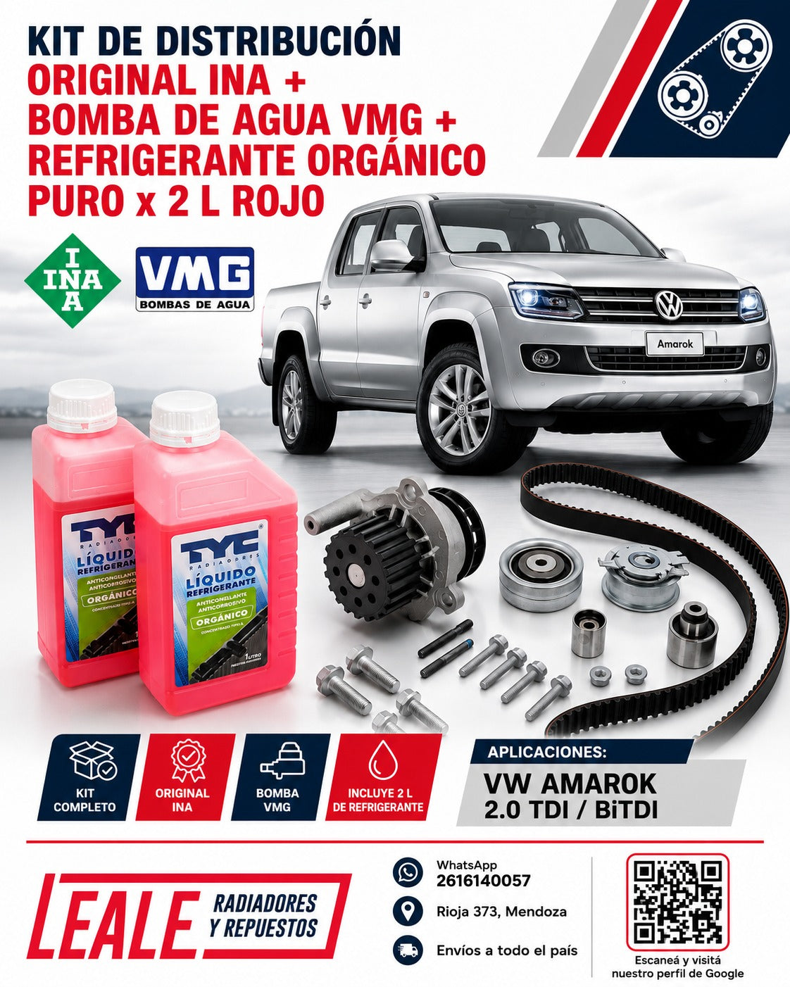 Kit Distribución Ina C/bomba C/refrigerante Amarok 2.0 Tdi