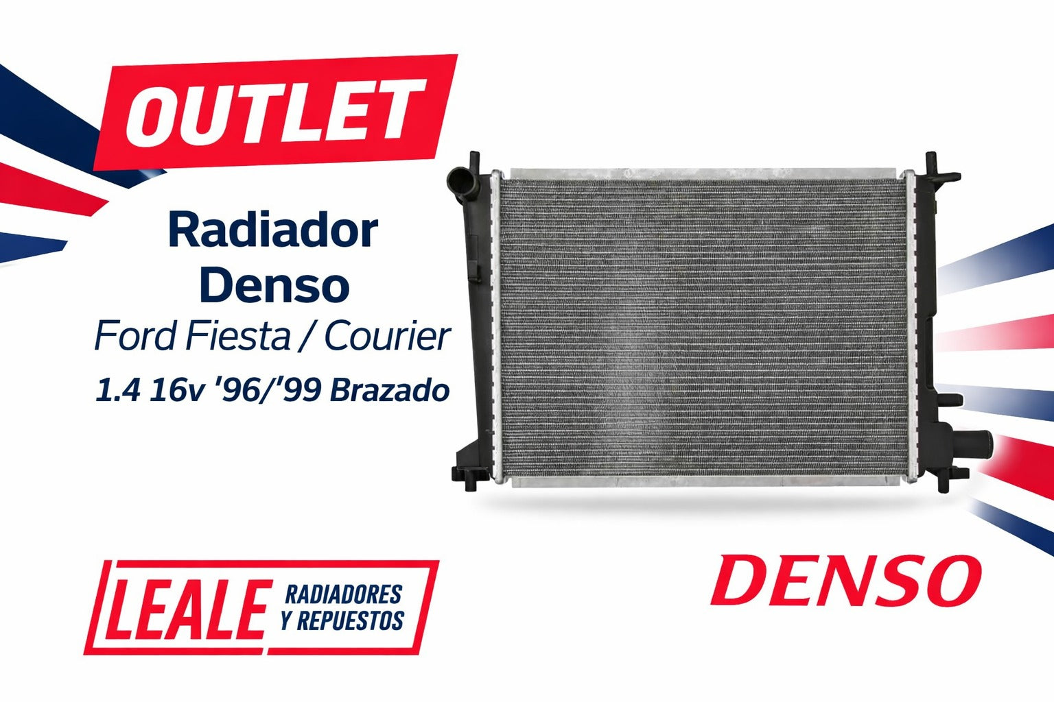 OUTLET Radiador Denso Ford Fiesta / Courier 1.4 16v 96/99 Brazado 33 mm